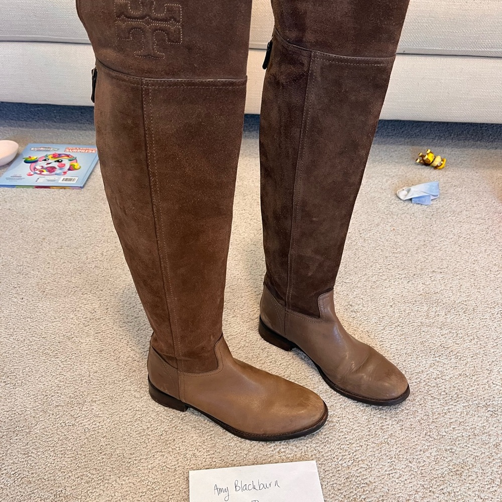Tory Burch Brown Suede Riding Boots